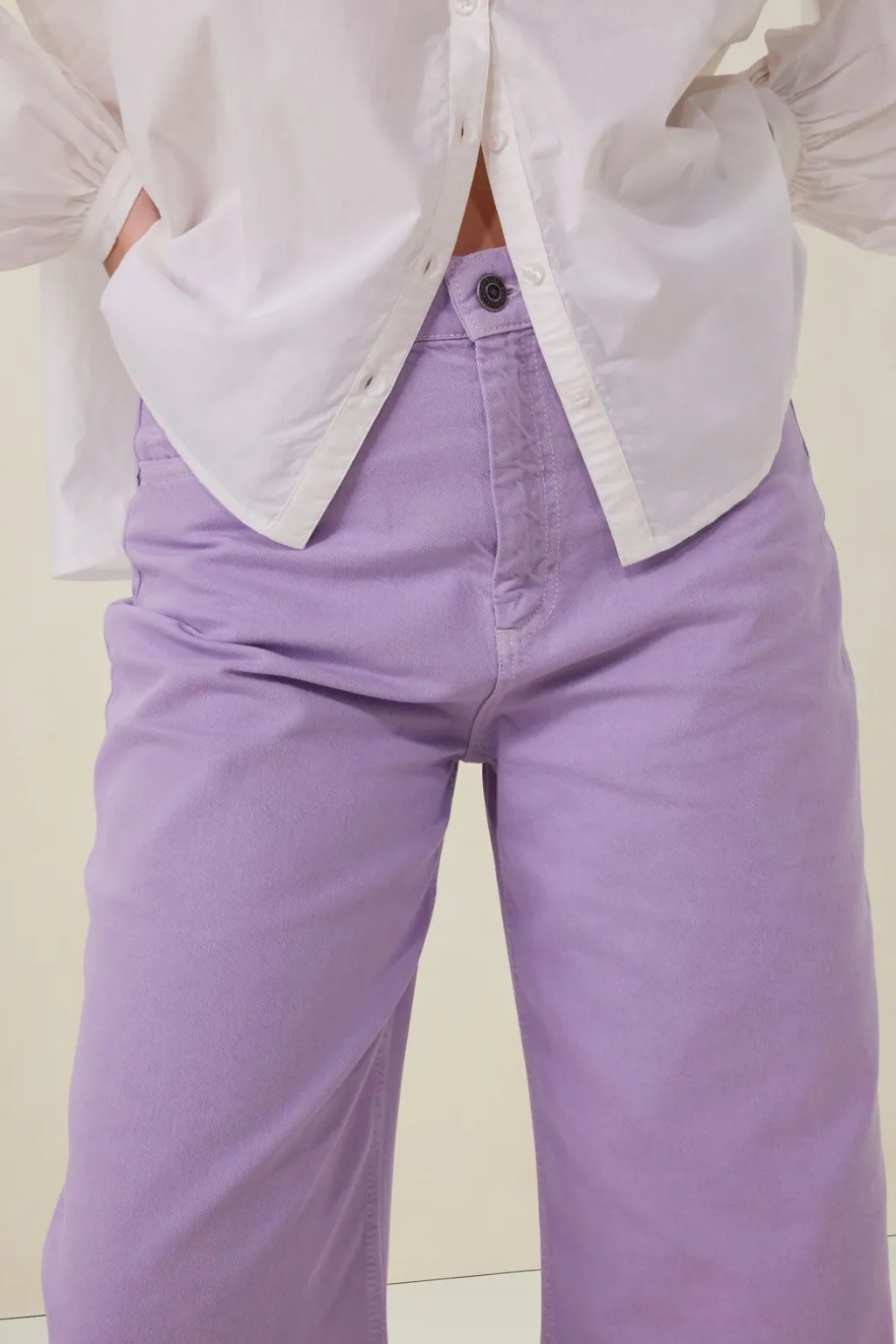 Lichtpaarse high waist wide leg jeans