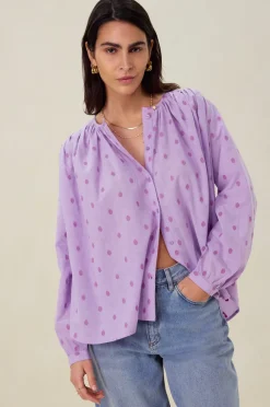 Lichtpaarse jacquard blouse
