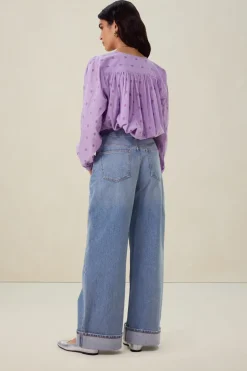 Lichtpaarse jacquard blouse