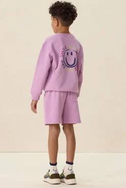 Lichtpaarse sweater met artwork