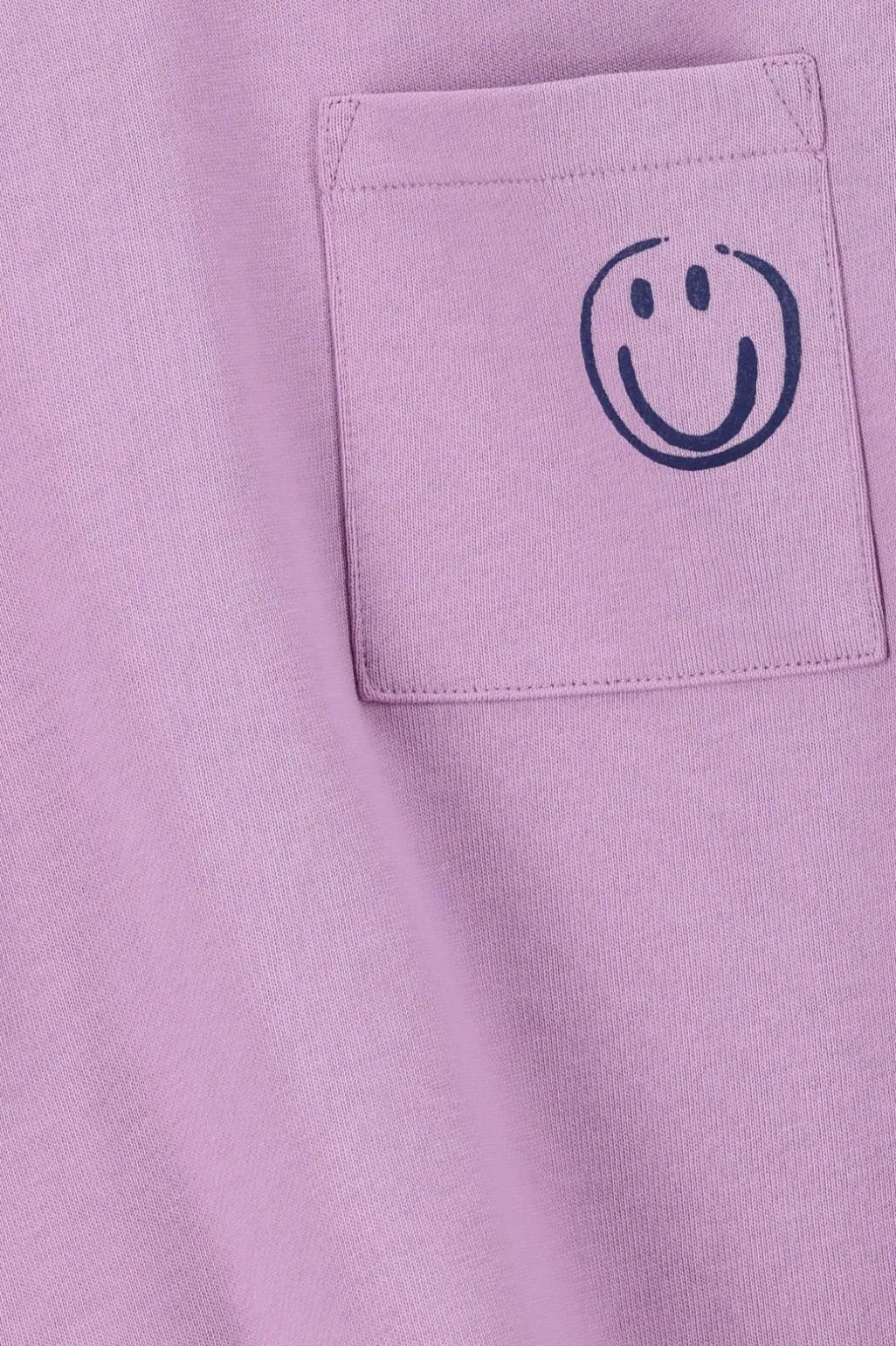 Lichtpaarse sweater met artwork