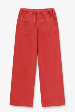 Lichtrode wide leg pull on broek