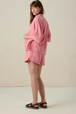 Lichtroze blouse met borstzak