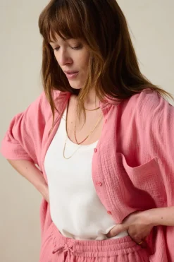 Lichtroze blouse met borstzak