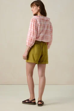 Lichtroze blouse met ruiten