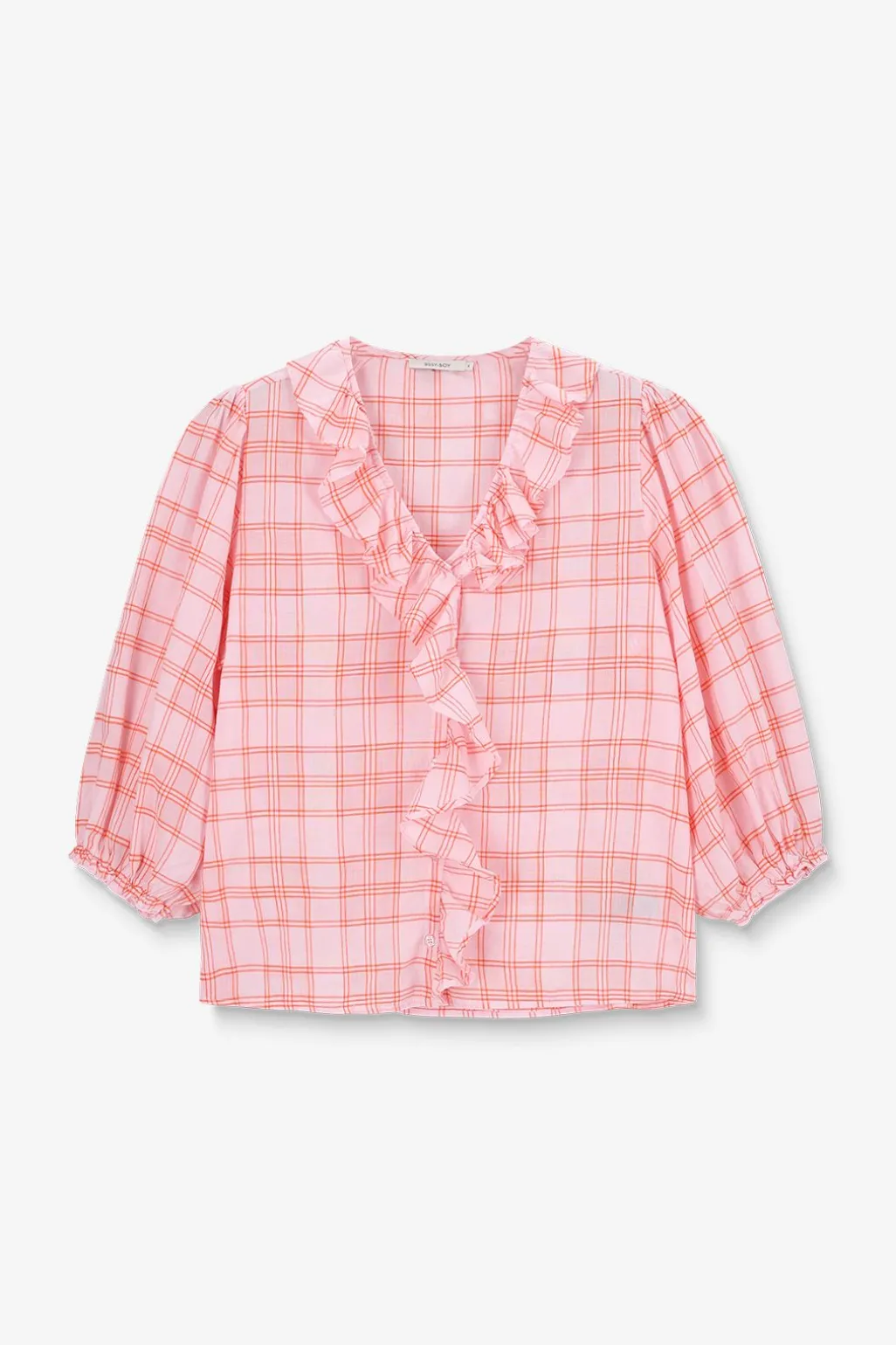 Lichtroze blouse met ruiten