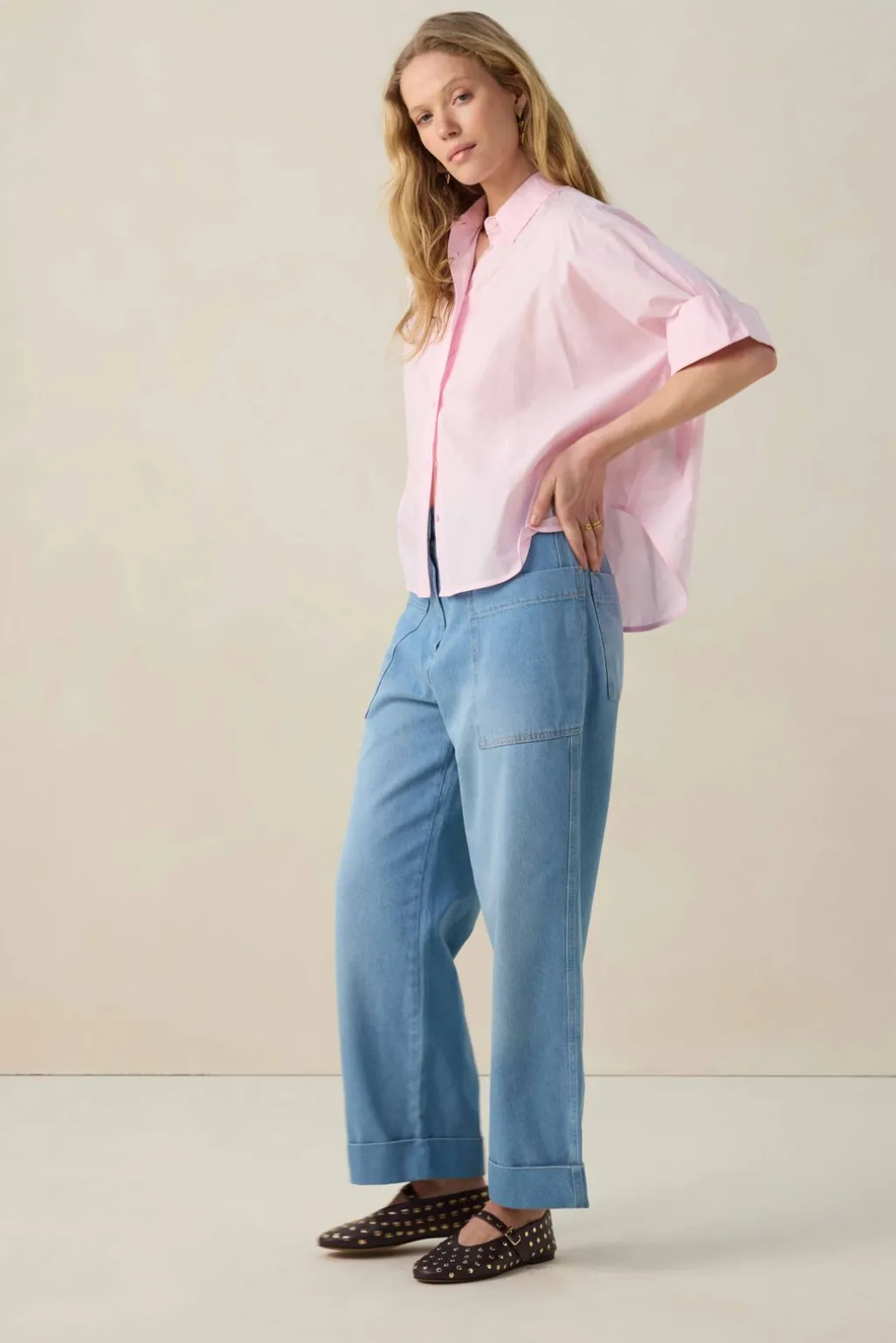 Lichtroze boxy blouse