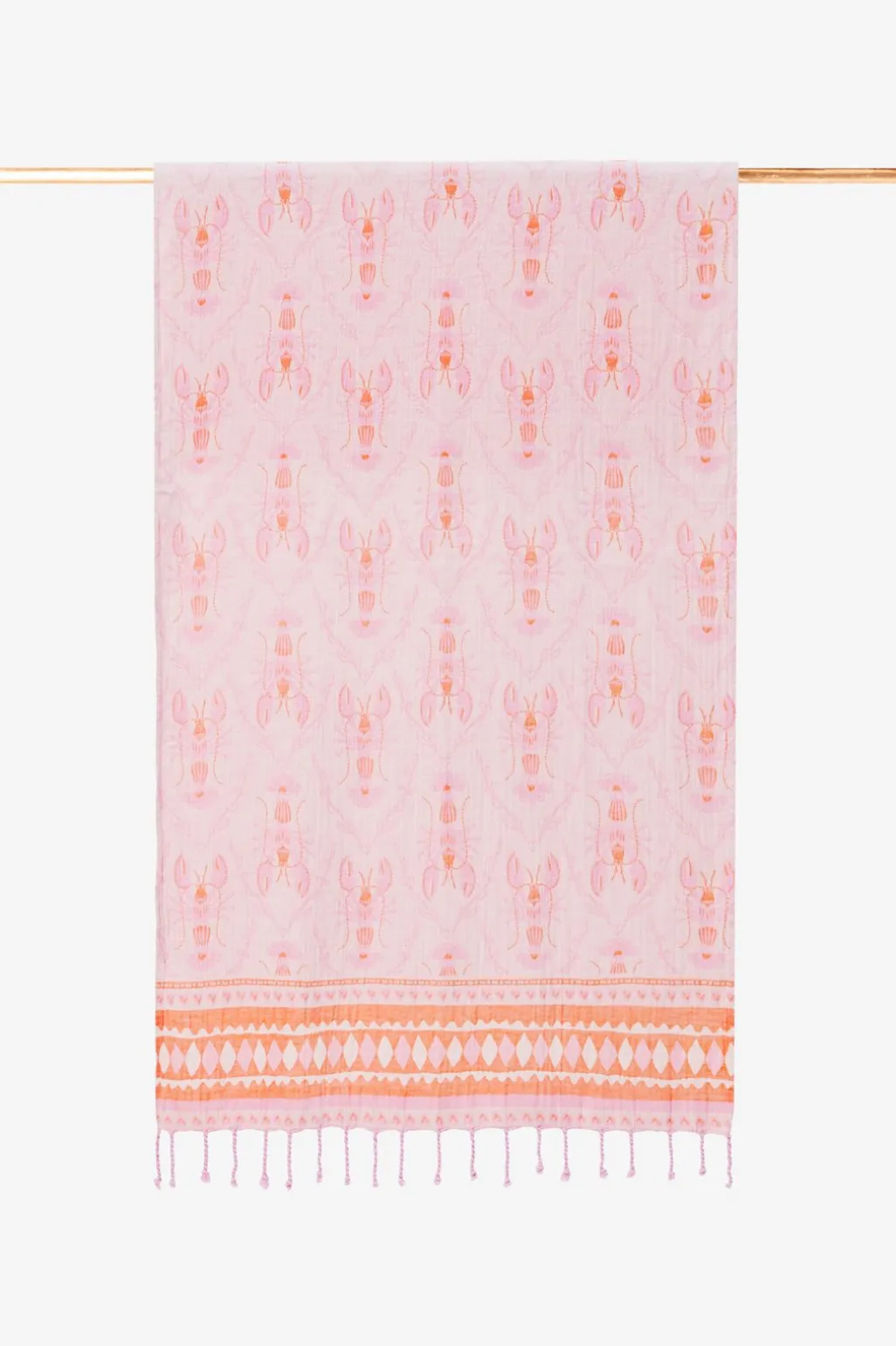 Lichtroze hamamdoek met kreeften