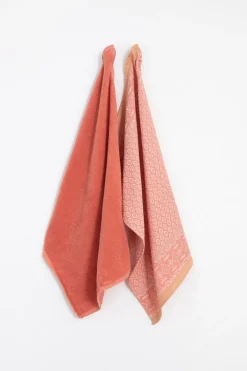 Lichtroze handdoek en theedoek Terry