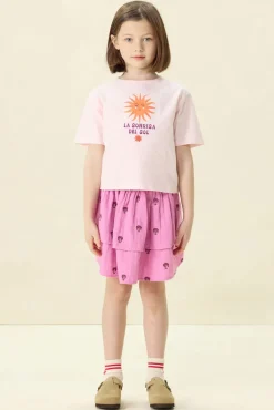 Lichtroze oversized T-shirt met artwork