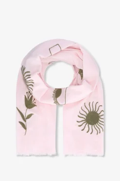 Lichtroze sjaal met embroidery