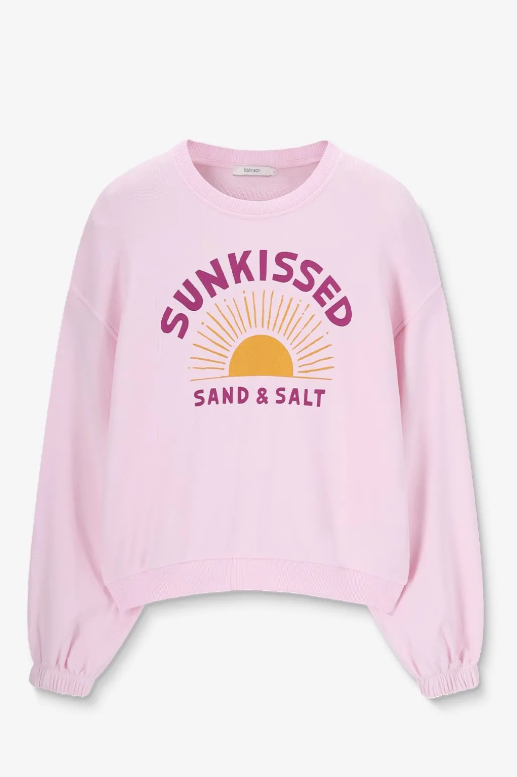 Lichtroze sweater met artwork