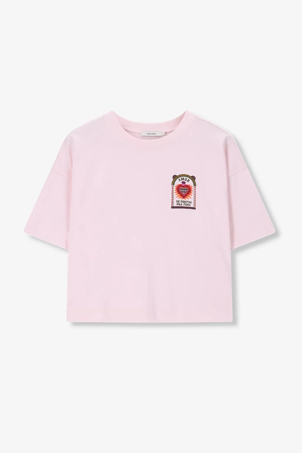 Lichtroze T-shirt met artwork