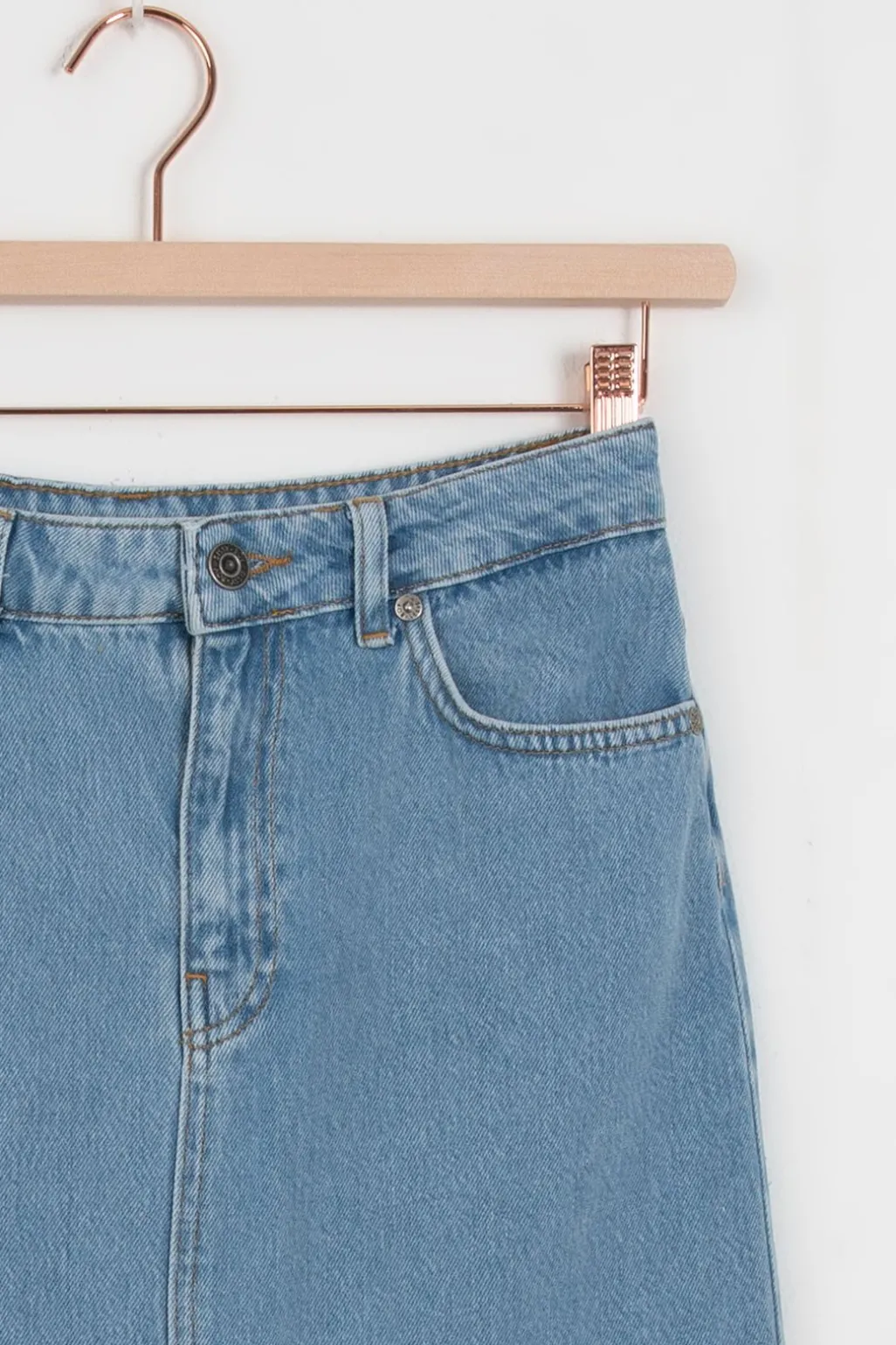 Midi denim rok met split