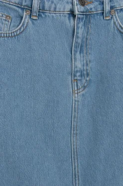 Midi denim rok met split