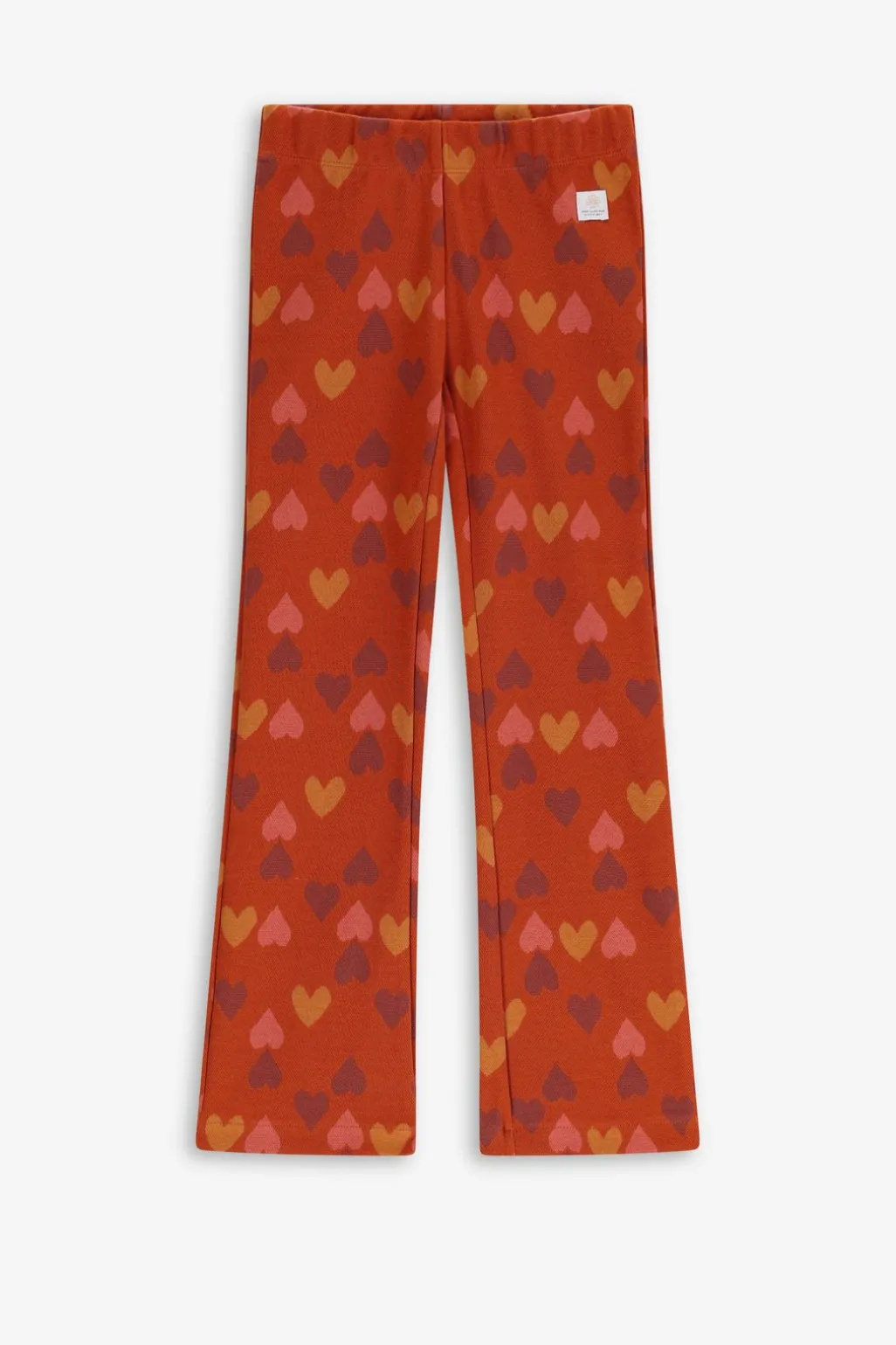 Multicolour flared legging met jacquard gebreide hartjes