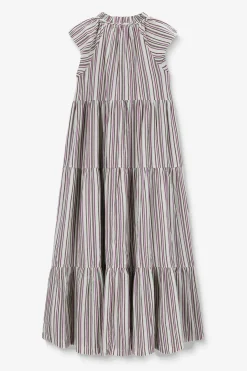Multicolour gestreepte maxi jurk