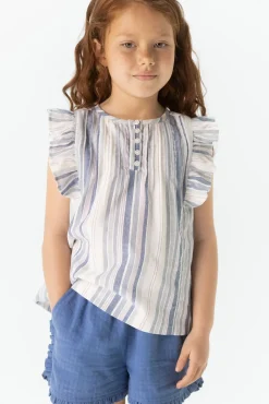Multicolour gestreepte mouwloze blouse