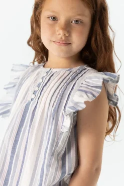 Multicolour gestreepte mouwloze blouse