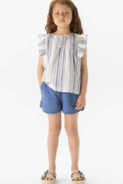 Multicolour gestreepte mouwloze blouse