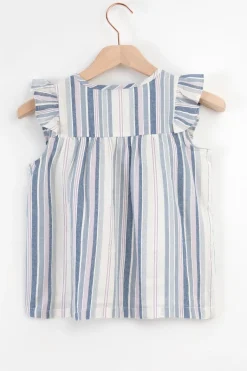 Multicolour gestreepte mouwloze blouse