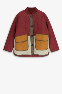 Multicolour gewatteerde colourblock jas