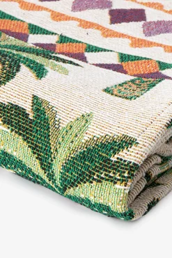 Multicolour jacquard geweven sprei met palmboom print (130X180 CM)
