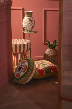 Multicolour jacquard kussen met ikat dessin