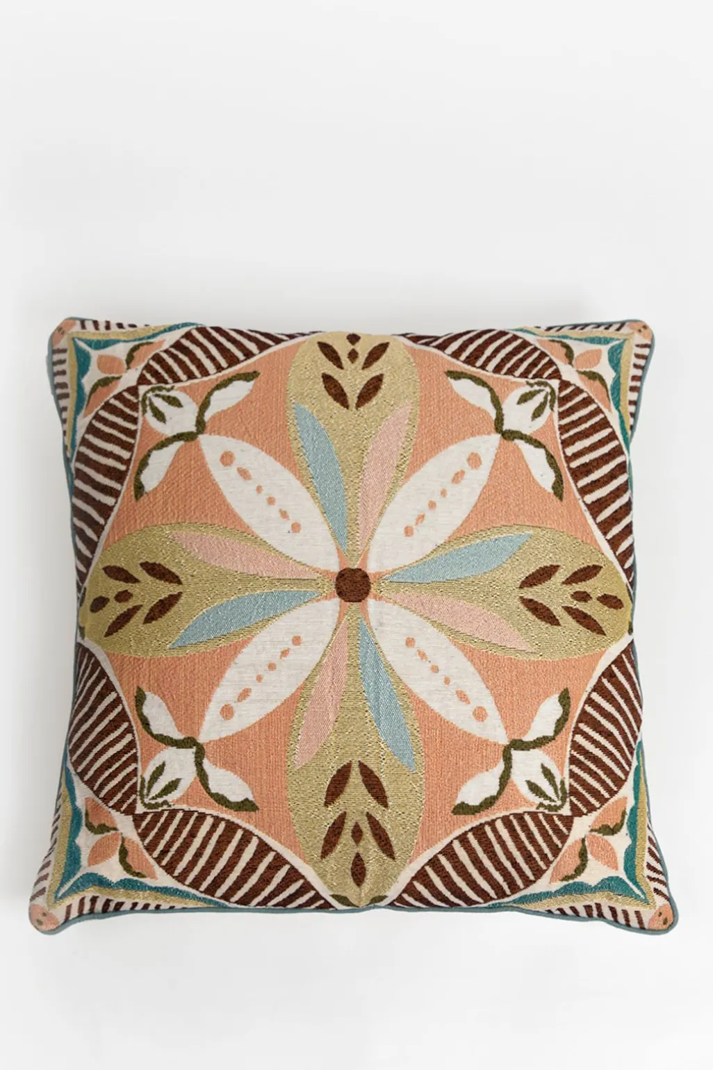 Multicolour jacquard kussen met bloemen