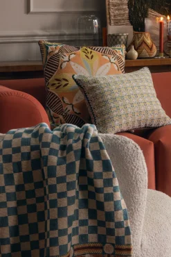 Multicolour jacquard kussen met bloemen