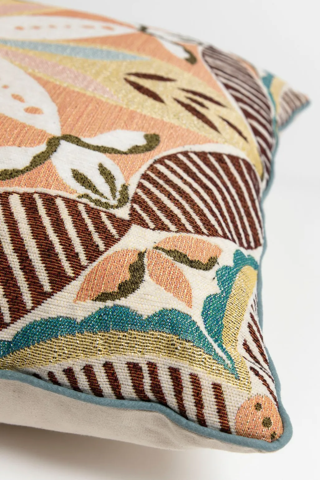 Multicolour jacquard kussen met bloemen