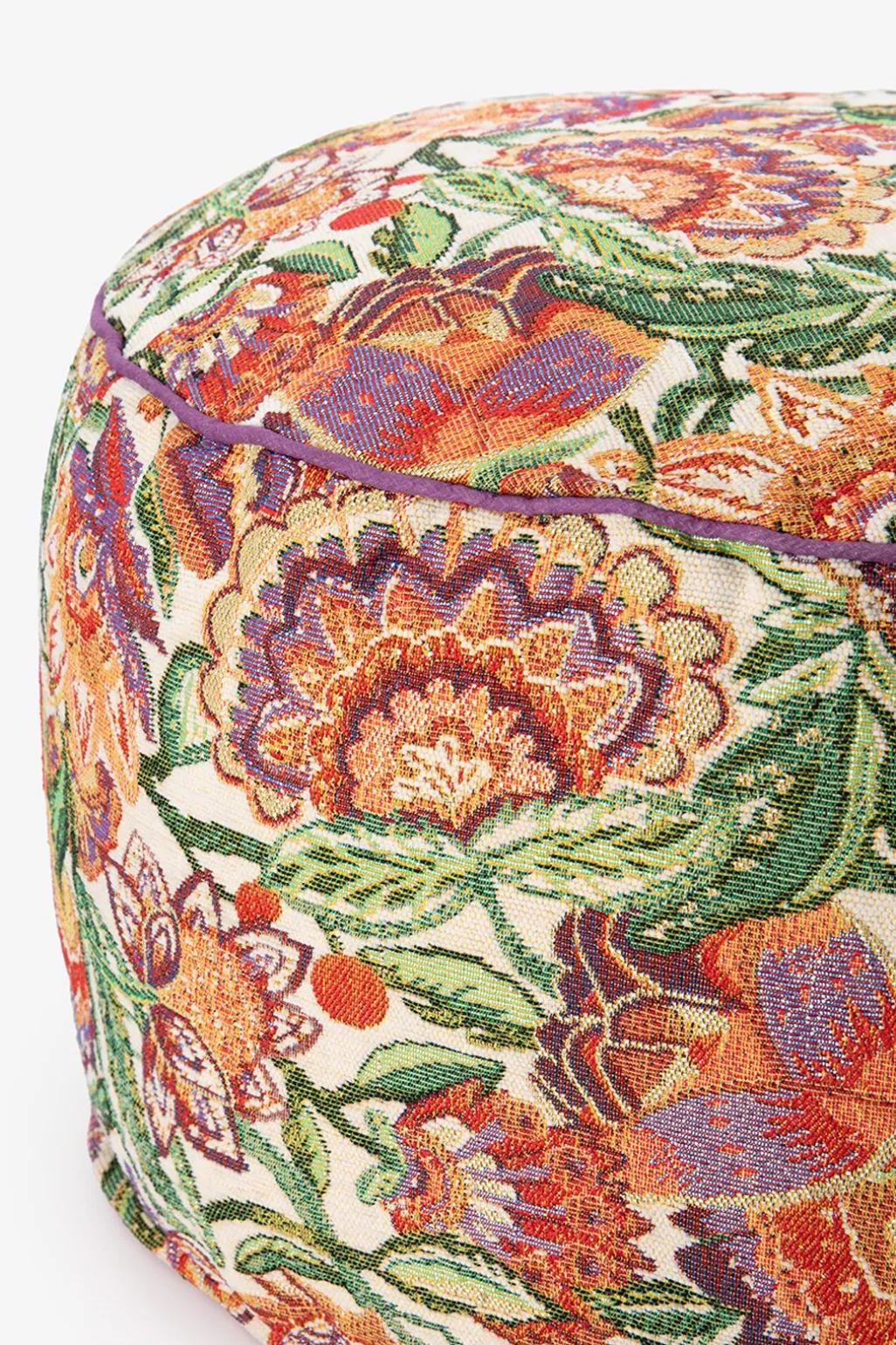 Multicolour jacquard poef met bloemen