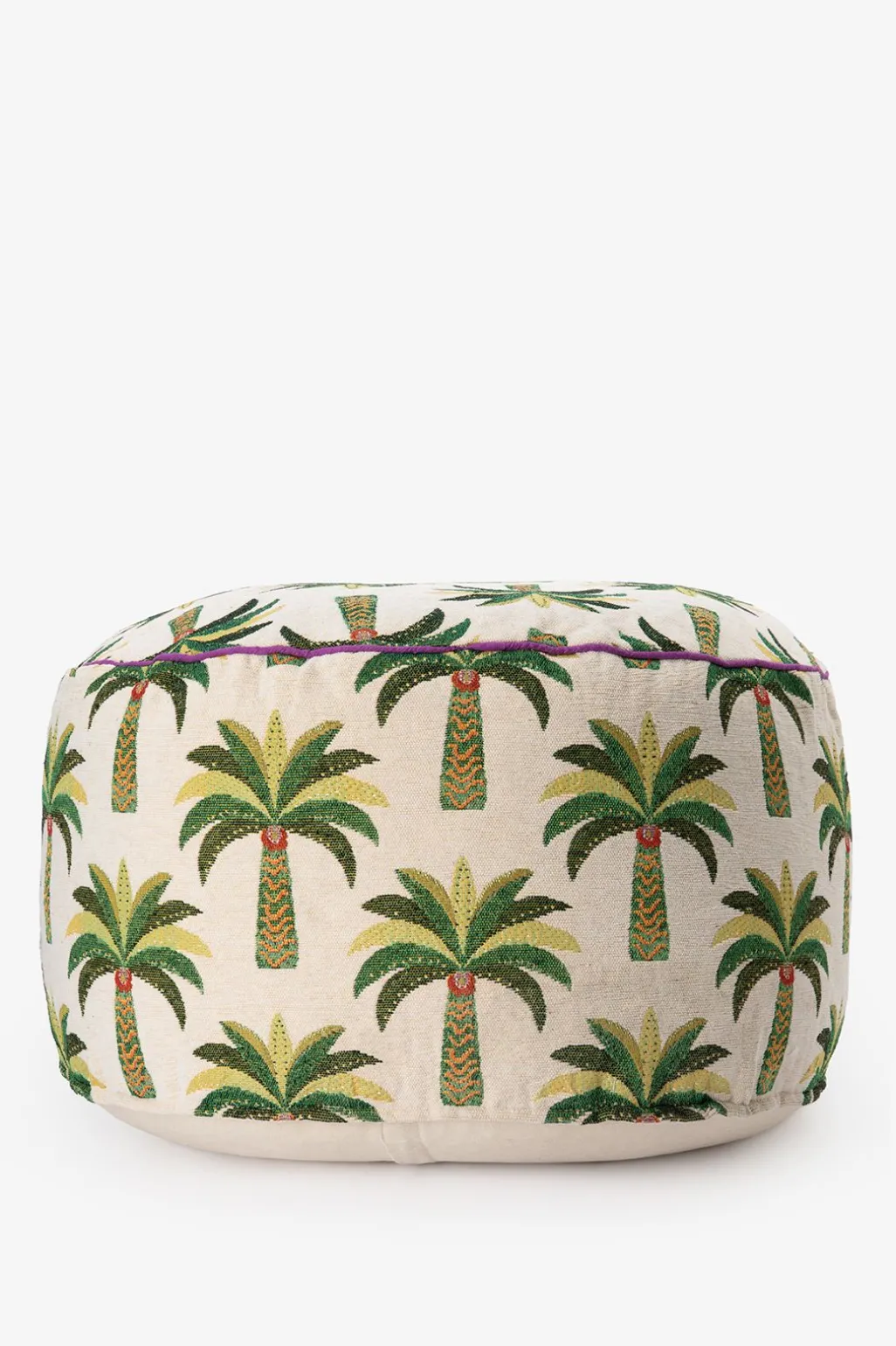 Multicolour jacquard poef met palmboom print
