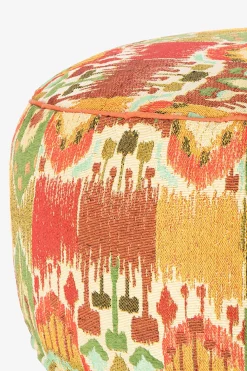 Multicolour jacquard poef met ikat dessin