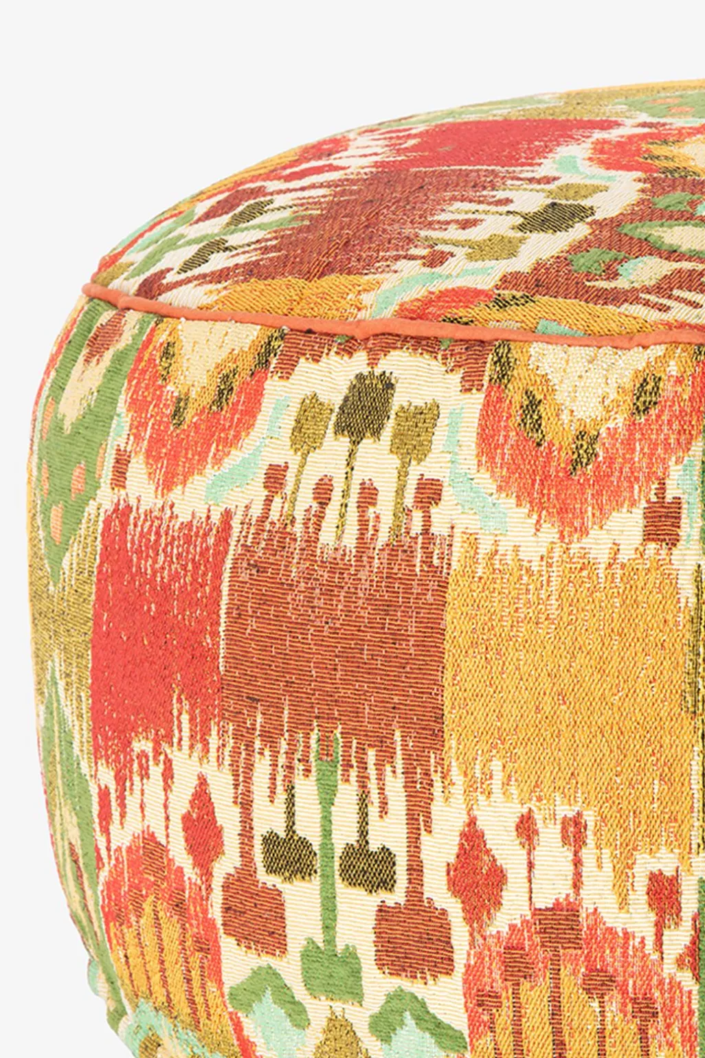 Multicolour jacquard poef met ikat dessin