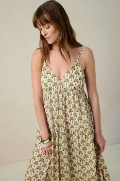 Multicolour maxi jurk met palmboom print