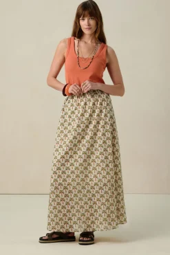Multicolour maxi rok met palmboom print