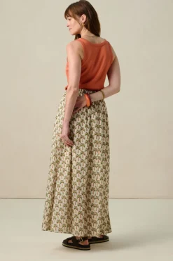 Multicolour maxi rok met palmboom print
