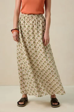 Multicolour maxi rok met palmboom print