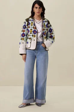 Multicolour oversized jack met print