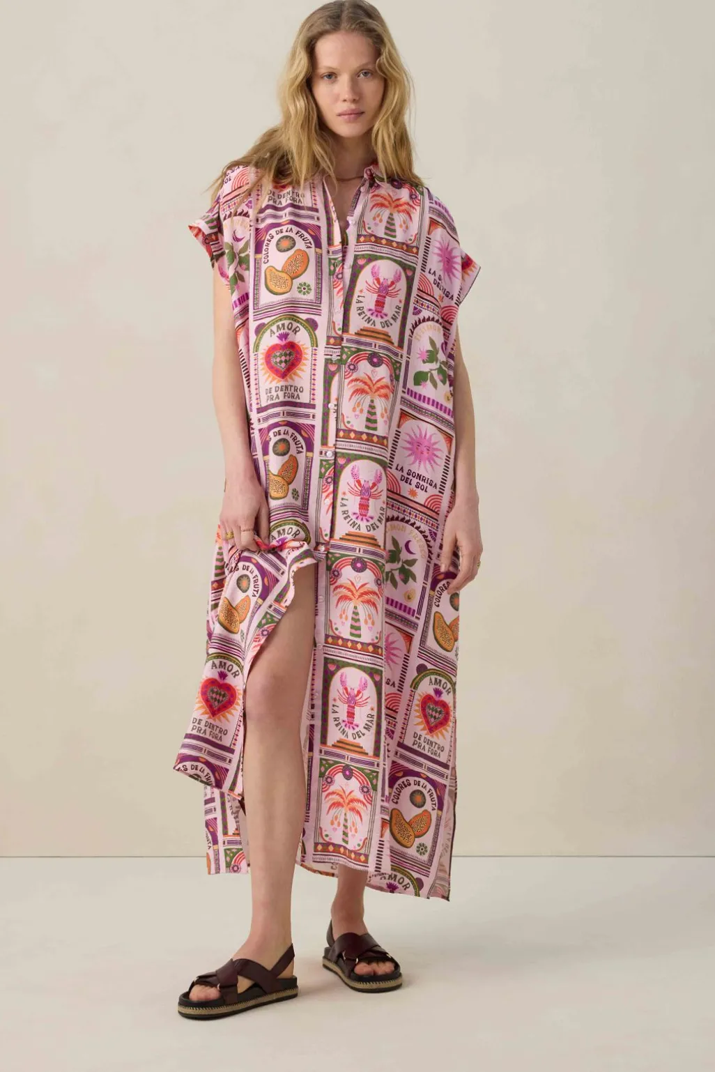 Multicolour shirt jurk met print