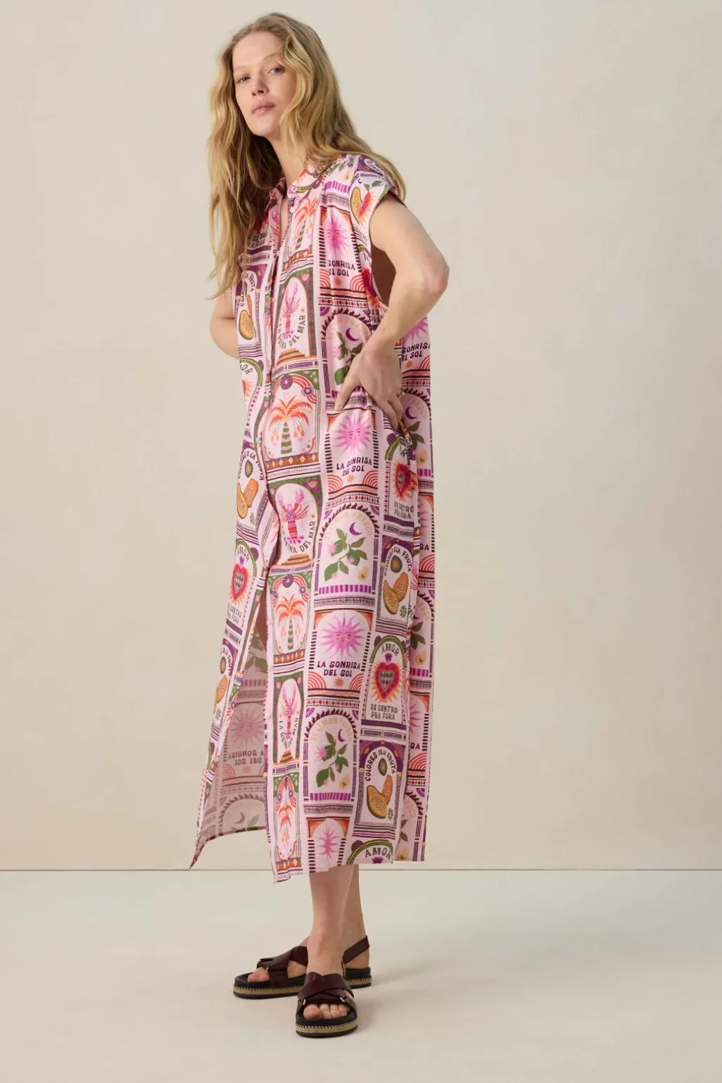 Multicolour shirt jurk met print
