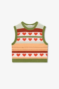 Multicolour spencer met jacquard hartjes