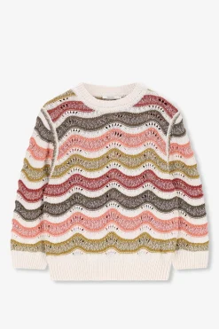 Multicolour trui met golf patroon
