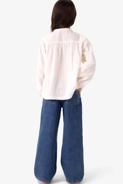 Off white blouse met pofmouwen