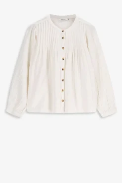 Off white blouse met pofmouwen