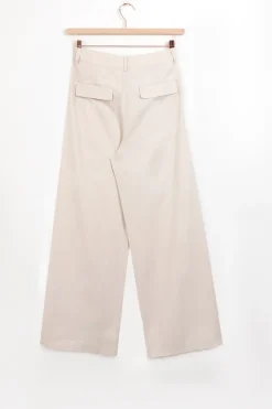 Off-white high waist wide leg linnen pantalon