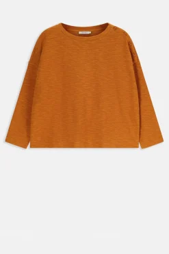 Okergeel T-shirt met knoopdetail