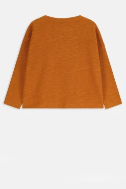 Okergeel T-shirt met knoopdetail