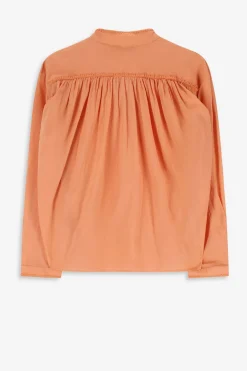 Oranje blouse met plooiing